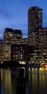 Cities,Building,Shore,Bank,Rivers,Night,Los Angeles