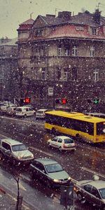 Cities,Cars,Movement,Life,Snow,Traffic,Street