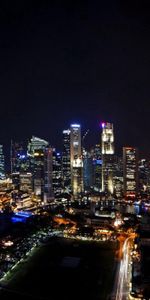 Ville,Villes,Nuit,Panorama,Singapour