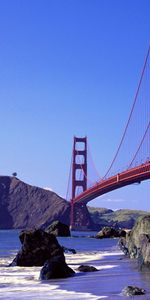 Cities,Clear Sky,Bridge,Dahl,Clear Skies,Stones,California,Ocean,Distance,Waves