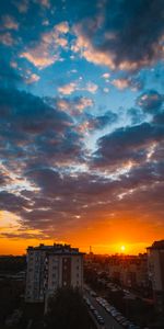 Cities,Clouds,Building,Sunset,City,Parking