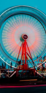 Cities,Lights,Movement,Traffic,Long Exposure,Attraction,Ferris Wheel