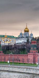 Cities,Moskow,Quay,Embankment,Capital,Kremlin Wall,Kremlin,Temple,Church