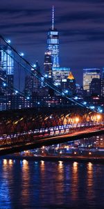 Cities,Night City,Bridge,United States,Williamsburg,Usa