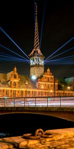 Cities,Night,City,Building,Rays,Beams,Bridge,Backlight,Illumination,Tower