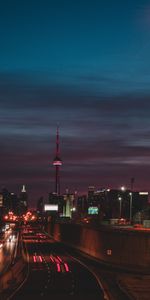 Cities,Night City,Car,Machine,Tower,Neon