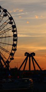 Cities,Night,City,Ferris Wheel,Attraction