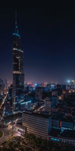 Ciudades,Ciudad Nocturna,Porcelana,Nanking,Rascacielos,Ciudad De Noche,China