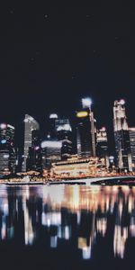 Cities,Night City,Panorama,Singapore,City Lights