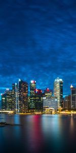 Cities,Night City,Skyscrapers,Singapore,Panorama