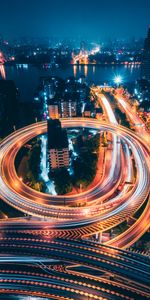 Cities,Night City,Skyscrapers,Transport Interchange,Guangzhou,Interchange,City Lights,China