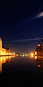 Cities,Night,Lights,Trumpet,Pipe,Port,Dock,City