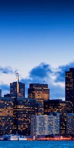 Cities,Night,Panorama,California,Usa,San Francisco