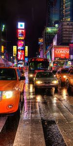 Cities,Night,Taxi,Crosswalk,Pedestrian Crossing,New York