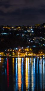 Réflexion,Dinde,Lumières De La Ville,Villes,Rive,Banque,Ville De Nuit,Istanbul,Turquie