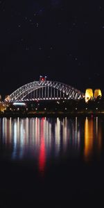 Cities,Rivers,Bridge,Illumination,Backlight,Night