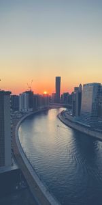 Cities,Rivers,City,Building,Skyscrapers,Sunset