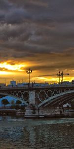 Cities,Rivers,Clouds,Building,Bridge,Motor Ship