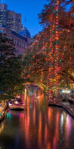 Cities,Rivers,Evening,Coziness,Comfort,San Antonio,Gondola,Café,Texas,Boat,Cafe