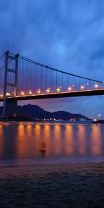 Ríos,Las Luces,Oscuridad,Ciudades,Crepúsculo,Luces,Puente,Playa