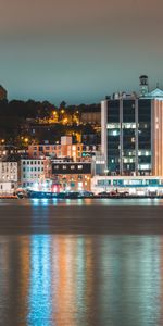 Bâtiment,Les Lumières,Réflexion,Ville De Nuit,Imeuble,Lumières,Villes,Rivières