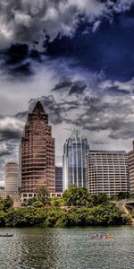 Cities,Rivers,Trees,Bridge,Skyscrapers,Hdr