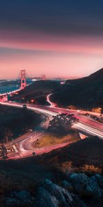 Cities,Road,Bridge,Evening,Winding,Sinuous,Glow