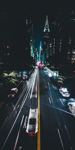 Cities,Road,Markup,Movement,Night City,United States,Usa,Cars,Traffic,New York