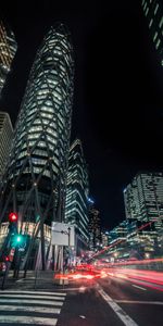 Cities,Road,Movement,Night City,Defense,Traffic,Skyscrapers,France