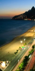 Ciudades,Montañas,Paisaje,Carreteras,Noche,Mar,Playa