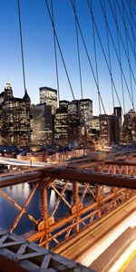 Cities,Shine,Light,Pier,Skyscrapers,Bridge,Sunset,New York