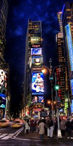 Cities,Shine,Light,Street,Advertising,Times,Advertisements,Houses,Square,Night,People,New York