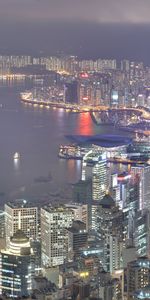 Cities,Shine,Skyscrapers,Hong Kong S A R,Building,Light,Hong Kong,Night