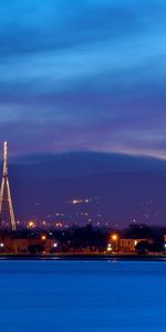 Cities,Shore,Bank,Evening,Dublin,Ireland,City Lights