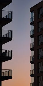 Ciudades,Cielo,Edificio,Balcones,Puesta Del Sol