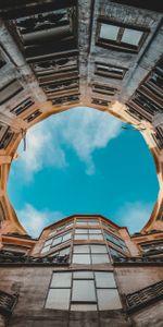 Cities,Sky,Building,Facade,Spain,Bottom View,Barcelona