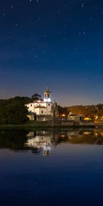 Ciudades,Cielo,Noche,Edificio,Lago