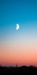 Cities,Sky,Horizon,Evening,City,Moon