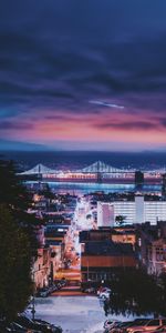 Cities,Sky,Night,Building,Bridge,United States,Usa,San Francisco