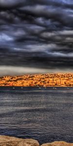 Cities,Sky,Sea,City,Shore,Bank,Hdr