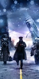 Cities,Snow,People,Men,Fantasy