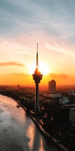 Cities,Sunset,Coast,City,Tower