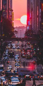 Cities,Sunset,Dusk,Twilight,City,Street,Dark