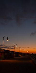 Cities,Sunset,Lights,Road,Lanterns,Evening