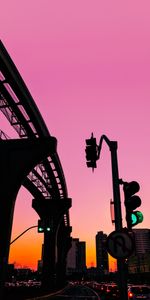 Cities,Sunset,Movement,Sky,City,Traffic,Traffic Light