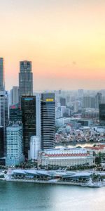 Cities,Sunset,Skyscrapers,Singapore,Hdr