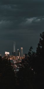 Cities,Trees,Clouds,City,Building,Dark