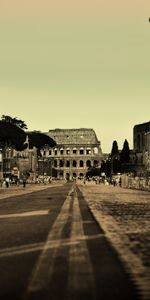 Cities,Trees,Rome,Colosseum,Road,Street,City,Italy,People