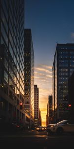 Cities,Twilight,Building,Dusk,Cars,City,Street