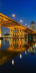 Cities,Twilight,City,Lights,Dusk,Bridge,Houses